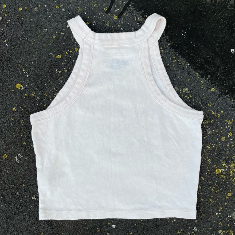 Nirvana Graphic Cropped Tank Top Cream with Blue Print Kurt Cobain size Medium - Picture 3 of 7